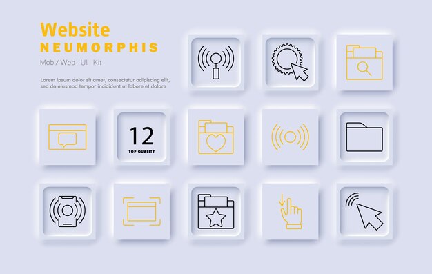 Website set icon Web pages file management online services user interaction browsing security features search tools connectivity website navigation