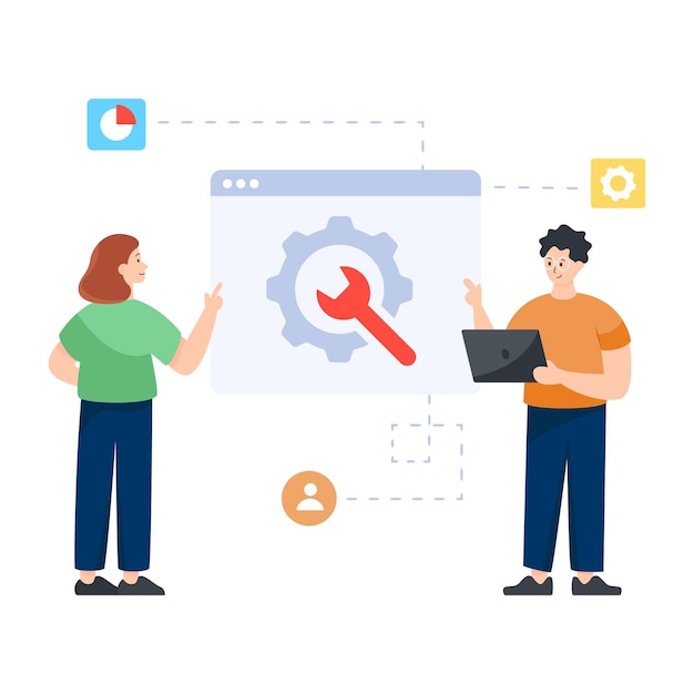 Website setup editable flat illustration