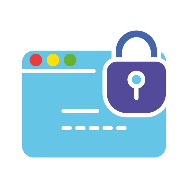 Website window with lock Tab private information personal data protection security system limited access enter the password code pin login 2fa two factor authentication Colorful icon