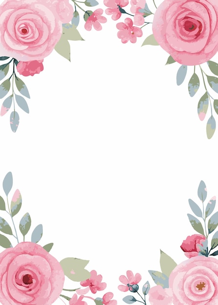 wedding invitation card with floral watercolor on white background