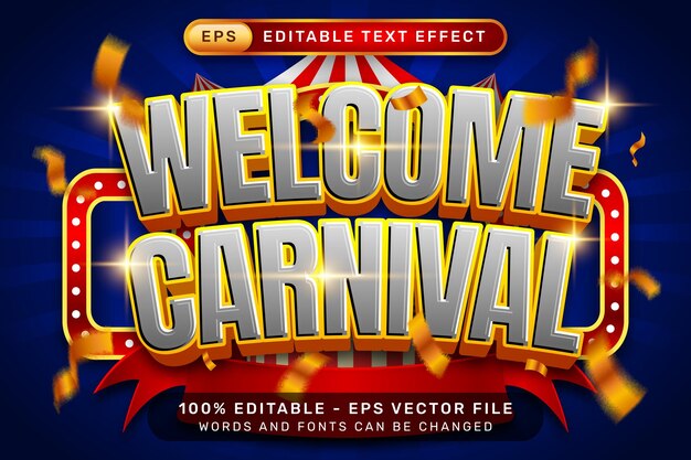 welcome carnival 3d text effect and editable text effect with tent and border show
