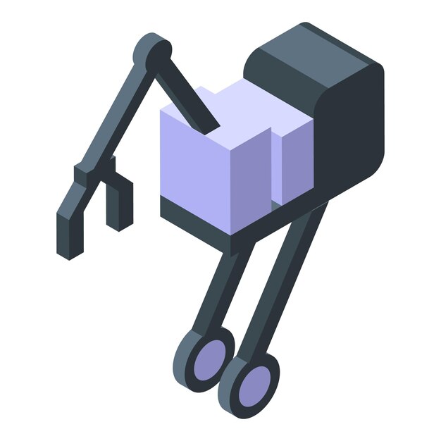 Wheeled robot carrying purple cubes using mechanical arms