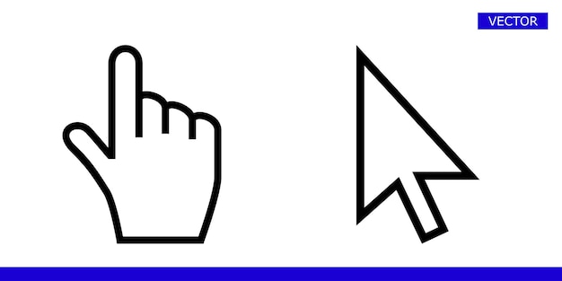 White arrow and finger hand cursor pointer icons vector illustration set