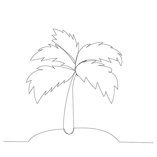 White background continuous line drawing of a palm tree