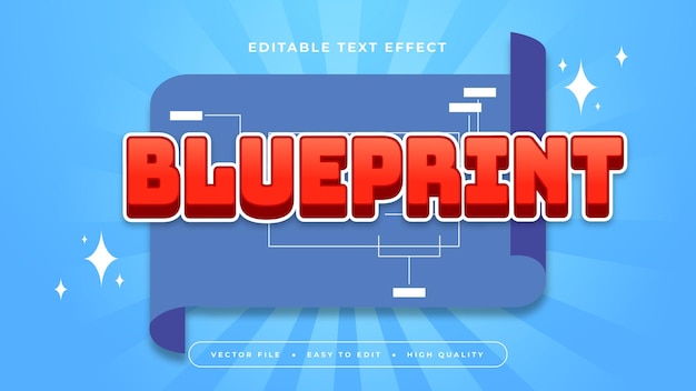 white red and blue blueprint 3d editable text effect font style