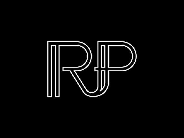 White rp logo on a black background