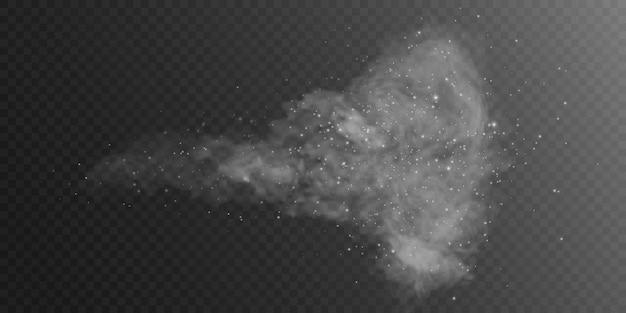 white smoke isolated on transparent background with many small light particles