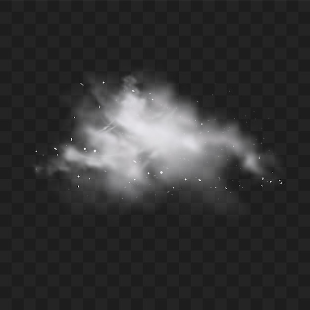 white snow explosion with particles and snowflakes splash isolated on transparent dark background.