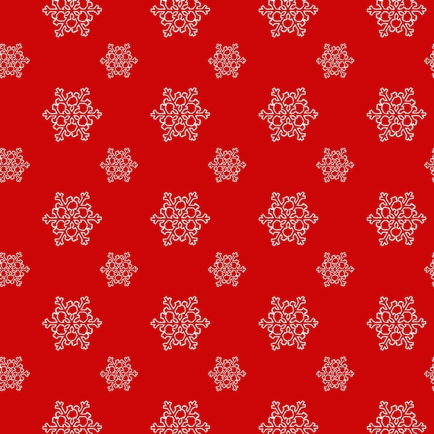 White snow red background seamless pattern