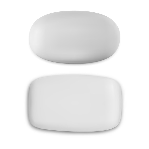 White soap bar top view Ellipse shape beauty butter illustration Generic hygiene soap blank