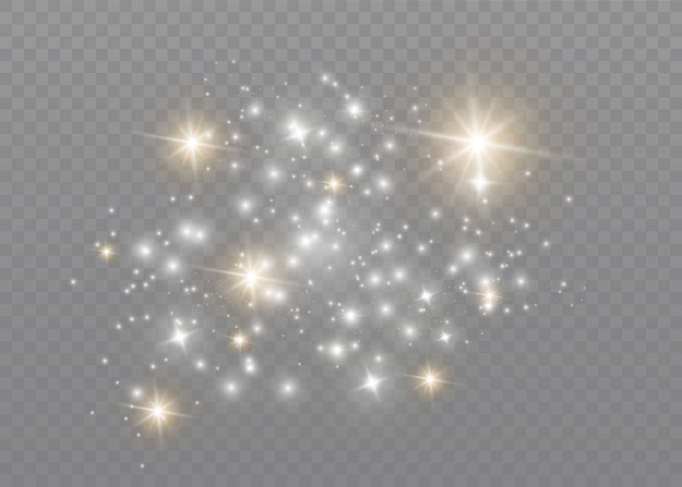 White sparks glitter special light effect.  sparkles on transparent background. . Sparkling magic dust particles
