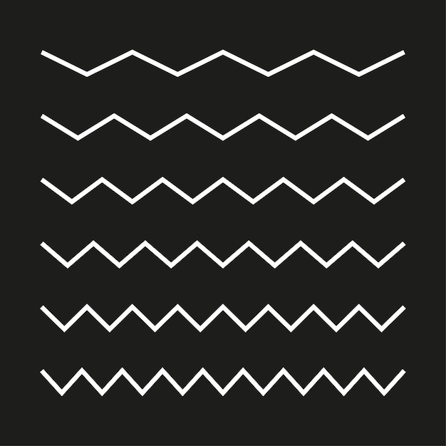 White stripes chalk zigzag Black background Vector illustration