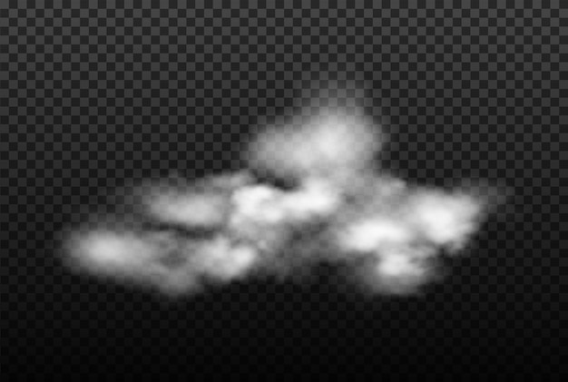 white vector cloud smoke or fog isolated on transparent background