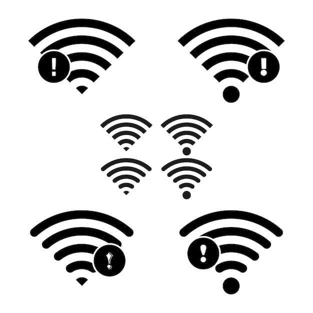 Wi Fi error icon Wireless connection issue Network signal warning Vector internet problem