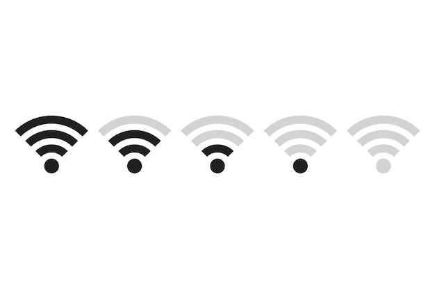 Wi Fi signal icon Connection strength illustration Black and gray design Vector technology concept