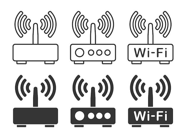 wifi router icon symbol shape set wlan modem sign logo silhouette adsl dsl network wireless in