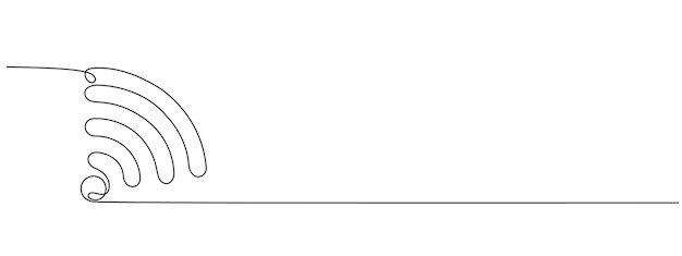 WIFI signal drawn in one continuous line Outline icon for Internet hotspot for UI and mobile applications in simple linear style Vector editable illustration