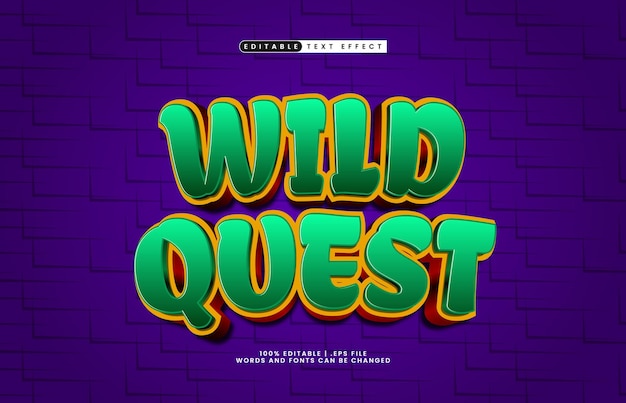 wild quest editable text effect with a game and play text style
