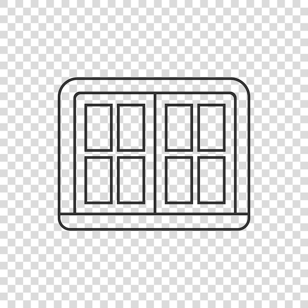 Window icon in flat style Casement vector illustration on isolated background House interior sign business concept