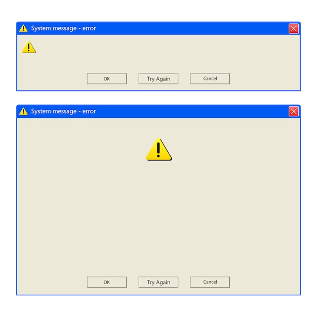 Windows message   illustration  on white background