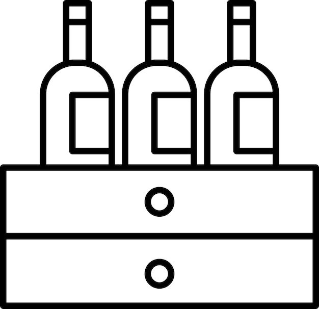 wine bottle box outline vector illustration icon