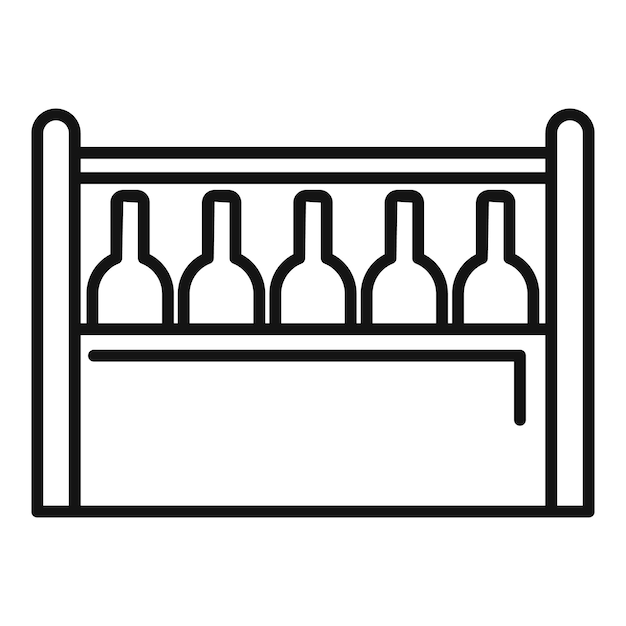 wine rack storing five bottles of alcohol winery equipment line icon