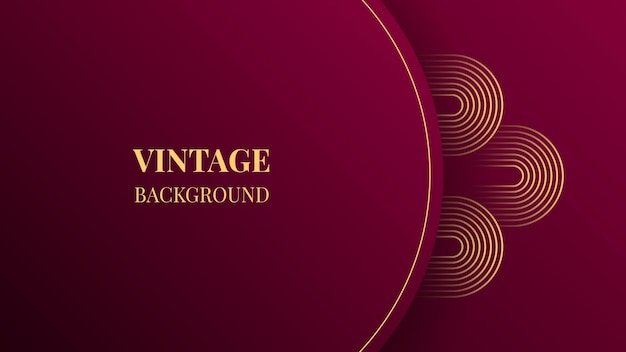 Wine red gradient abstract background with gold wavy lines design Vintage geometric pattern