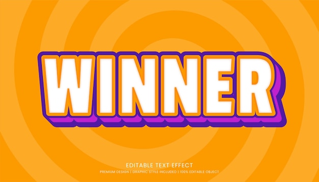 winner editable 3d text effect template bold typography and abstract style drinks l