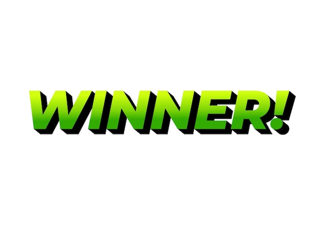 Winner Text effect with modern color in 3D style