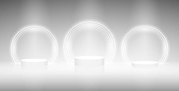 Winners Podium with White Neon Frames