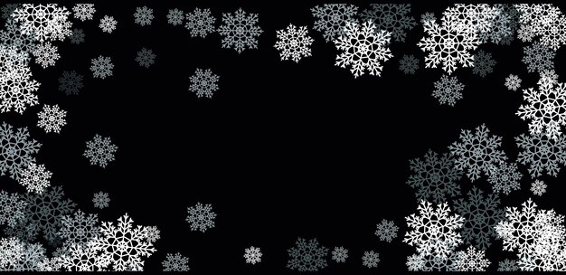 Winter snow snowflakes on black background Vector