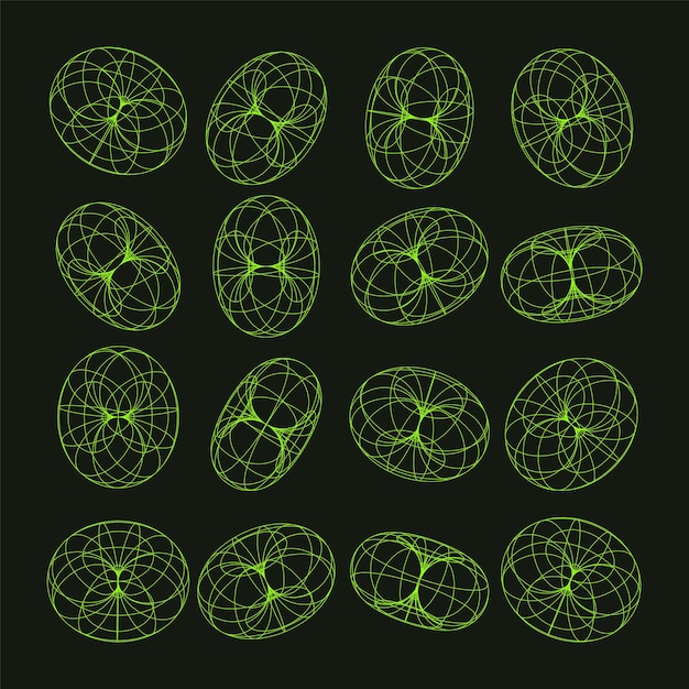 wireframe shapes lined torus perspective mesh d grid low poly geometric elements retro futuristic