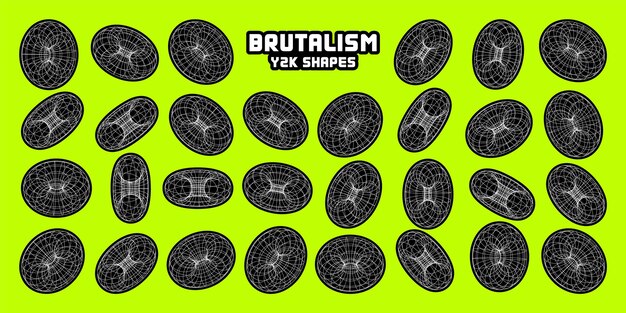 wireframe shapes lined torus perspective mesh d grid modern trendy low poly geometric elements retro