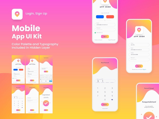 Wireframe UI UX GUI Layout With Different Login Screens Including Account Sign In Sign Up And Lock Screen For Mobile App And Responsive Website