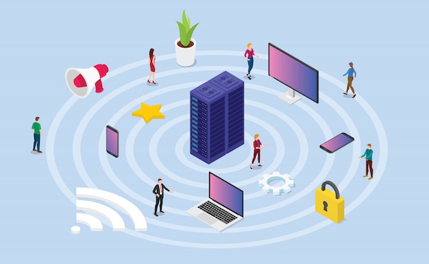 Wireless network concept with various device technology and internet