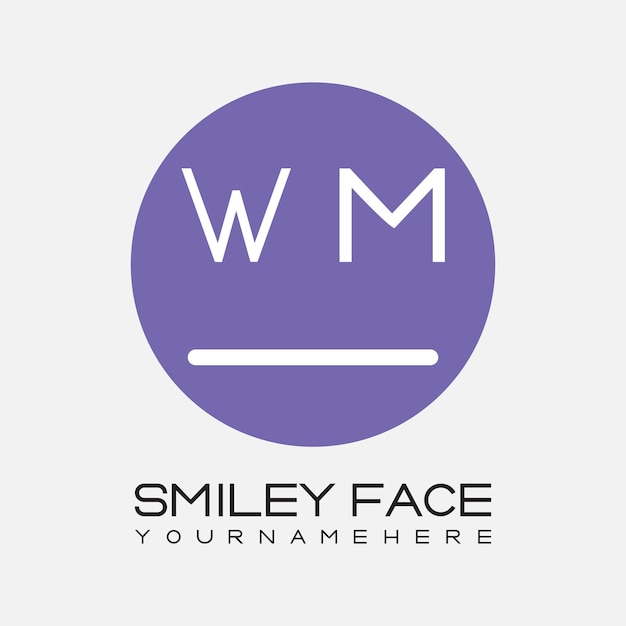 WM initial monogram for Smiley face logo with circle style design