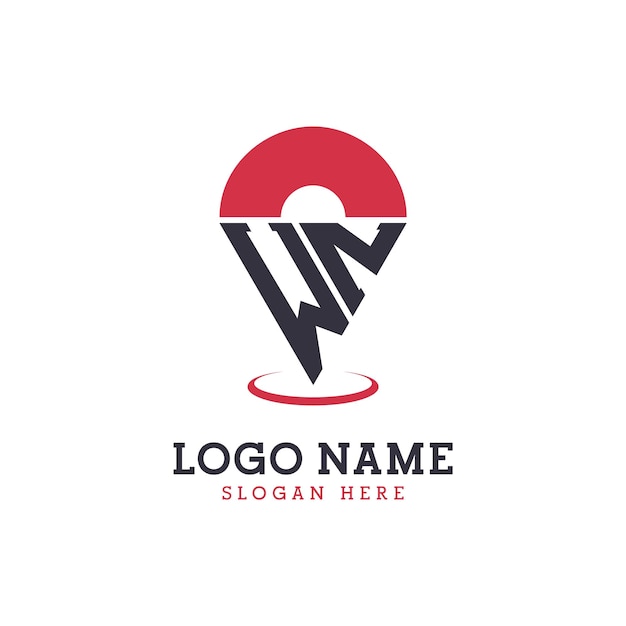 WN Location Icon Design Modern WN Pinpoint Logo for Navigation Map Apps and Location Based Businesses