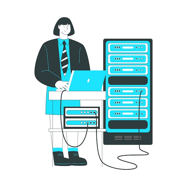 woman checks the connection to the server