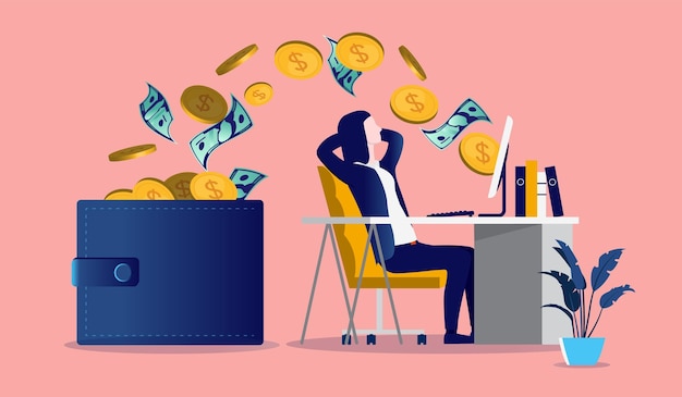 woman making money from online work sitting in chair relaxing