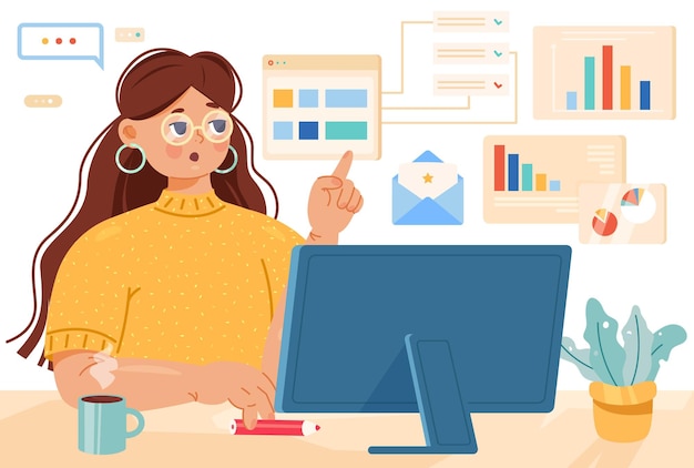 woman multitasking concept working online