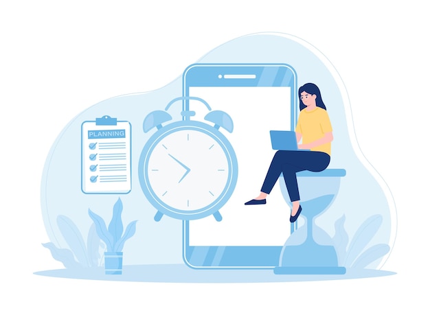 woman planning a business concept flat illustration