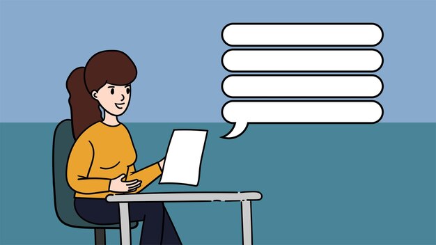 woman presenting promoting business flat illustration copyscpace