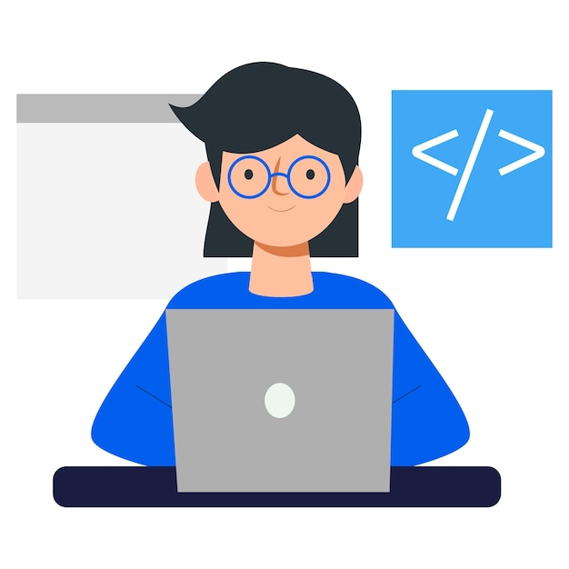 woman programmer person programming on her computer