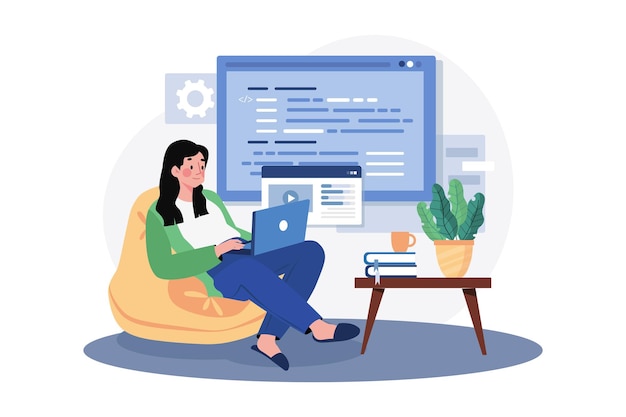 Woman programmer working on a new project