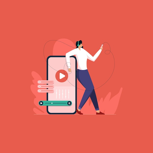 Women listing music in headphone Person with smartphone device Technology and leisure time outdoor