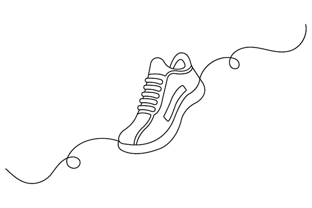 Womens shoes continuous one line drawing and minimalist outline vector illustration