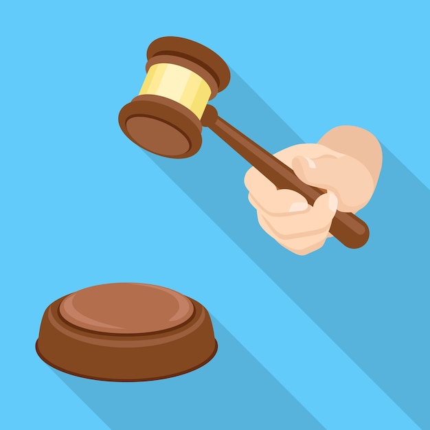 Wood gavel icon Flat illustration of wood gavel vector icon for web design