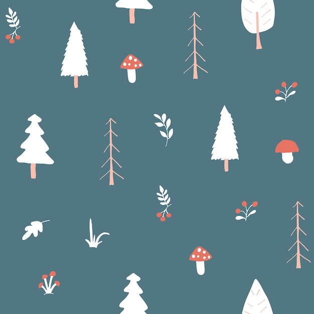Woodland Seamless pattern Forest background vector illustration