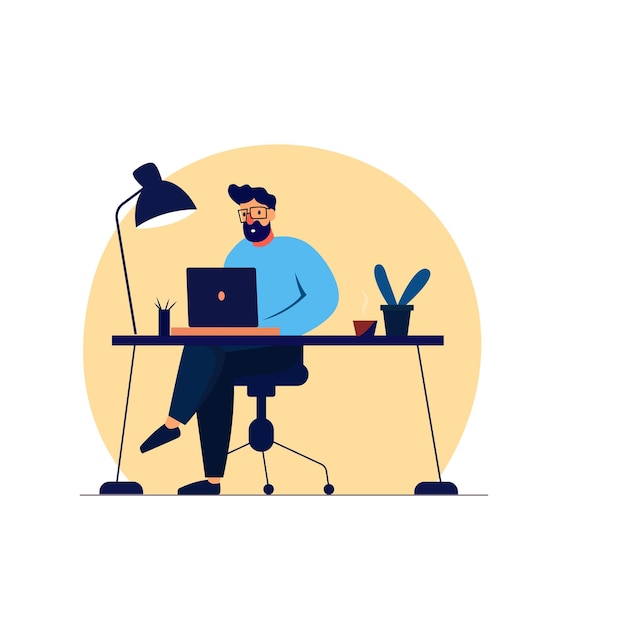 Working flat style vector illustration Online careers