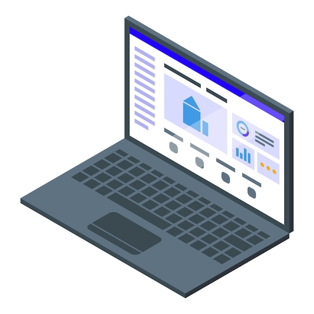 Working laptop icon isometric vector Powerful computer